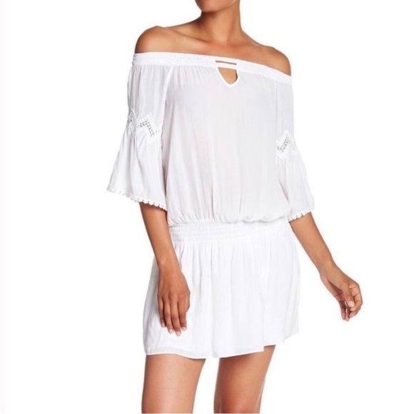 Ramy Brook Dresses & Skirts - Ramy Brook Off the Shoulder Mini Dress White Size Large